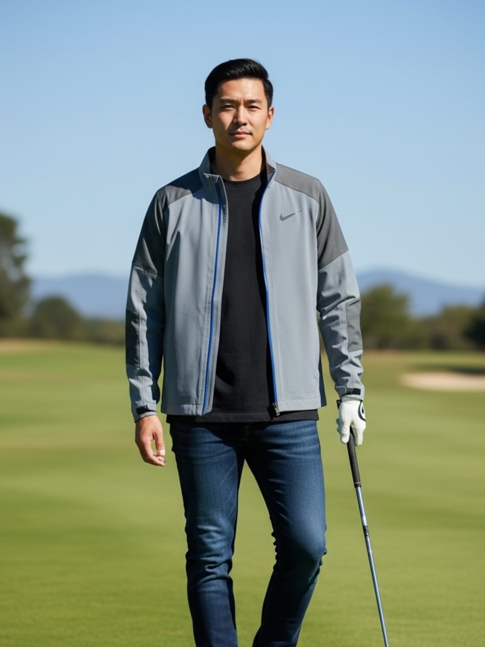 Nike Golf Storm-FIT 10 HyperAdapt Waterproof Rain Jacket Gray Blue Men’s Small
